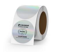 YIKIADA Étiquettes Rondes Thermiques Argent Holographique 38mm 200 Pièces | Vinyle Brillant, Imperméable et Anti-Rayures, Format Polyvalent pour Logos, Enveloppes Cadeaux Créations et Scellés