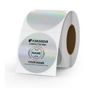YIKIADA Étiquettes Rondes Thermiques Argent Holographique 50mm 200 Pièces | Vinyle Brillant, Imperméable et Anti-Rayures, Format Visible pour Logos QR, Bocaux Pâtisserie Emballages et Boutique