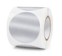 YIKIADA Étiquettes Rondes Thermiques Argentées 50mm en Rouleau 300 Pièces | Vinyle Brillant, Imperméable et Anti-Rayures, Format Visible pour Logos QR, Bocaux Pâtisserie Emballages et Boutique