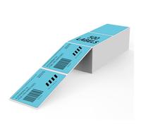 YIKIADA Étiquettes Thermiques Bleues Pliées 50×76 mm Fanfold 500 Pièces | Paravent Perforé, Adhésif Fort et Résistant à l'Eau, Rendu Net pour Adresses Codes-Barres QR, Bureau et Petit Stockage