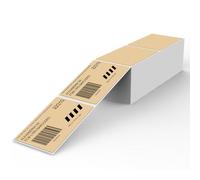 YIKIADA Étiquettes Thermiques Kraft Pliées 50×76 mm Fanfold 500 Pièces | Paravent Perforé, Adhésif Fort et Résistant à l'Eau, Rendu Net pour Adresses Codes-Barres QR, Bureau et Petit Stockage