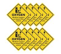 YIKIADA Lot de 10 autocollants médicaux Oxygen on Board 150 × 150 mm en vinyle amovibles imperméables autocollants d'avertissement de sécurité pour véhicule extérieur intérieur