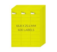 YIKIADA Lot de 20 feuilles d'étiquettes d'adresse autocollantes en vinyle jaune fluo imprimables 66,8 x 25,4 mm 30 par feuille pour imprimante jet d'encre et laser