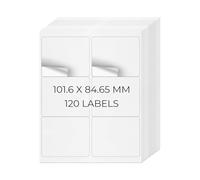 YIKIADA Lot de 20 feuilles d'étiquettes d'adresse blanches imprimables 101,6 x 84,7 mm en vinyle vierges, 6 par feuille, décalcomanies détachables pour imprimante jet d'encre et laser