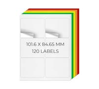 YIKIADA Lot de 20 feuilles d'étiquettes d'adresse imprimables en vinyle pour imprimante laser et jet d'encre - 5 couleurs - 101,6 x 84,7 mm
