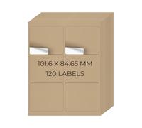 YIKIADA Lot de 20 feuilles d'étiquettes d'adresse vierges en papier kraft imprimables 101,6 x 84,7 mm, 6 par feuille, autocollants détachables pour imprimante à jet d'encre et laser