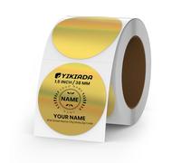 YIKIADA Lot de 200 étiquettes thermiques rondes dorées en vinyle - 38 mm - Imperméables - Pour imprimante de code QR et adresse de bureau