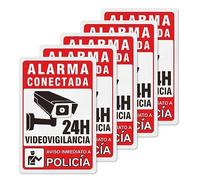 YIKIADA Lot de 5 autocollants d'alarme de sécurité - Panneau zone de vidéosurveillance - Panneaux de vidéosurveillance auto-adhésifs en vinyle 20 x 30 cm