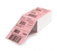 YIKIADA Lot de 500 étiquettes d'expédition roses en vinyle autocollantes thermiques imperméables perforées pour DHL UPS Amazon