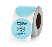 YIKIADA Lot de 500 étiquettes thermiques à pois bleus en vinyle - 50 mm - Autocollant d'adresse - Étanche - Pour logo, code-barres QR Code Inventaire