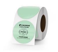YIKIADA Lot de 500 étiquettes thermiques en vinyle à pois verts - 50 mm - Autocollant d'adresse - Étanche - Pour logo, code-barres QR Code Inventaire