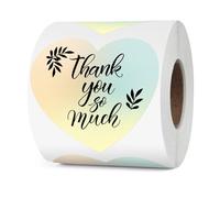 YIKIADA Lot de 500 étiquettes thermiques en vinyle avec dégradé de couleur jaune - 76 mm - Cœur - Autocollant - Étanche - Imprimante - Pour logo, code-barres, mariage, anniversaire, Saint-Valentin