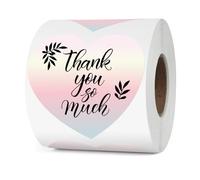 YIKIADA Lot de 500 étiquettes thermiques en vinyle avec dégradé de couleur rouge - 76 mm - Cœur - Autocollant - Étanche - Imprimante - Pour logo, code-barres, mariage, anniversaire, Saint-Valentin