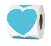 YIKIADA Lot de 500 étiquettes thermiques en vinyle bleu 76 mm en forme de cœur autocollant cadeau étanche Imprimante Étiquettes thermiques pour logo, code-barres mariage, anniversaire, Saint-Valentin