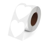 YIKIADA Lot de 500 étiquettes thermiques en vinyle - Motif cœur blanc - 50 mm - Étanche - Pour code QR - Logos créatifs - Décoration