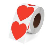 YIKIADA Lot de 500 étiquettes thermiques en vinyle - Motif cœur rouge - 50 mm - Pour imprimante de code QR - Logos - Logos artisanaux - Décoration