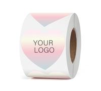 YIKIADA Lot de 500 étiquettes thermiques vinyle dégradé rouge 50 mm cœur autocollant étanche imprimante logo code-barres mariage anniversaire Saint-Valentin
