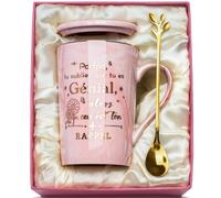 YIKILYLIFE Cadeau Femme, Cadeau Noel Femme, Cadea-u Anniversaire Femm-e Tasse 400ml, Rosa Mug Marbré Céramique, Cadea-u Personnalisé Femm e pour Collegue Amie Soeur Maman, vec Cuillère, Boîte, Carte