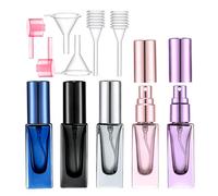 Yikimyfo Mini flacon rechargeable pour parfum de voyage - Vaporisateur de Cologne vide pour voyage et sortie, 5 pièces - 5 ml (bleu + noir + gris + rose + violet), 5ml/0.17oz