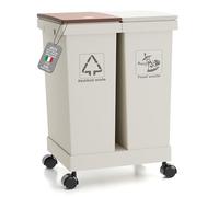 Yikko Lot de 2 bacs différenciés, poubelles, 2 récipients avec couvercle, 2 x 12 l, bacs de recyclage amovibles avec roues, système de recyclage (24L-20)