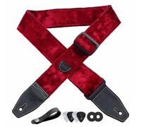 YIKOKO Sangle de guitare en velours de 5,1 cm avec extrémité en cuir pleine fleur, pour guitares basses, électriques et acoustiques