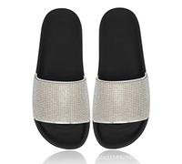 Yikoly Mules d'été pour femme - Paillettes - Avec strass - Pour l'intérieur et l'extérieur, Noir , 39 EU
