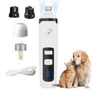 Yikuhot Broyeur à ongles pour chien, silencieux pour chiens de petite, moyenne et grande taille, à double lumière, rechargeable par USB, fournitures de toilettage électrique à 2 vitesses, cadeau pour
