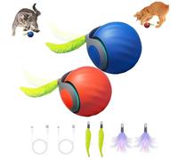 Yikuhot Speedy Jouet pour chat à queue de 3.0 avec queue de plume, balle interactive rechargeable pour exercices d'intérieur et chaton (bleu + orange, 2 pièces) (bleu + orange)