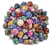YILAIDA Lot de 100 dés polyédriques avec sac noir - Pour donjons et dragons Pathfinder DND RPG MTG - 10 faces (00-90))