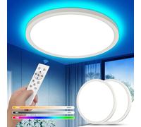 YiLaie 2 pack Plafonnier Led,24W Plafonnier Rond Dimmable avec Télécommande,3000K-6500K RGB Couleur Changeante luminaire plafonnier,IP44 Etanche Pour Salle de Bain,Chambre,Cuisine,Salon,Ø30cm