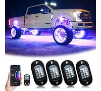YiLaie 4Pcs Kit de sous Éclairage pour Voiture mit APP & Télécommande, 12V | RGB LED Rock Lights avec 60 LEDs, Timing, Mode musical, Étanche à l'eau Underglow Light für ATV UTV SUV Off Road Auto Moto