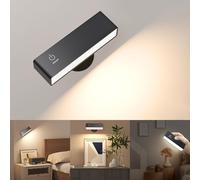 YiLaie Applique Murale Intérieure, Lampe LED Rechargeable 4000 mAh, Rotatifs 360° Lampe de Lecture, Avec Commande Tactile, Réglage de la Luminosité, Port de Charge USB type C, Lampe Murale Sans Fil