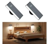 YiLaie Applique Murale LED Intérieure 2PC, Avec Batterie de 4000 mAh, Rotation 360°, Réglage de la Luminosité, Applique Murale Sans Fil, lampe de chevet tactile, lampe de lecture, Noir