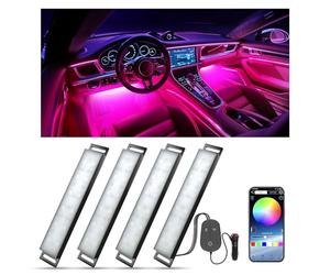 YiLaie Éclairage Intérieur de Voiture, LED Interieur Voiture avec ContrôLe App et 16 Millions de Couleurs, Mode Musique, MéMoire de Couleurs,Boîte de Contrôle à Trois Boutons, Accessoire Deco, DC 12V