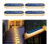 YiLaie Lumiere Solaire Exterieur, IP68 Etanche, Blanc Chaud, 4 PCS | Lampe Solaire Exterieur, Auto On/Off, 1000mAh Batterie, LED Spot Solaire Exterieur pour Escalier, Jardin, Sol, Terrasse,Allée