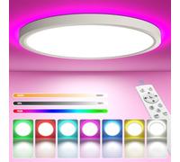 YiLaie Plafonnier LED Dimmable 24W,2700lm Luminaire RGB Rétroéclairage Lamp avec Télécommande 3000-6500K,IP44 Etanche Moderne Rond Applicable à Salle de Bain, Chambre, Cuisine, Salon, Balcon Ø30cm