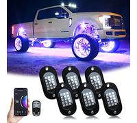YiLaie RGB LED Rock Light, 90 LED avec téléphone Mobile app/Timing Musique Fashion Kit télécommande, ATV RZR UTV SUV Motocross Motocross lumière de Fond étanche (6 Pcs)