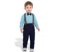 Yilaku Bébés Garçons Gentleman Costumes de Mariage Chemises Pantalon Longue Cravate 4pcs Vêtements Ensembles Vêtement de Pâques,Bleu Ciel,70
