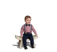 Yilaku Ensemble 4 pièces de vêtements pour petit garçon avec pantalon bretelles chemise et nœud papillon - Rouge - 2.5-3.5 ans
