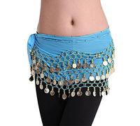 YiLang Ceinture Danse Orientale Femme Fille Foulard Danse du Ventre Belly Dance Soie Foulard à Sequin Écharpe Déguisement (Bleu Ciel)…
