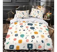 Yilani icônes des médias Sociaux 3D Imprimé Housse de Couette 3 pièces Microfibre Anti-Decoloration Dessin animé Drap de Couette 2 taies éclair dissimulé Adolescents Adultes Double（200x200cm）