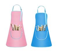 YILANJIN 2 Pack Tablier Peinture Enfant Avec Poches,Tablier Enfant Imperméables,Ajustable Bambin Tabliers de Cuisine pour Filles Garçons,Pour Peindre, Cuisiner, Cuire Au Four (6-12 Ans)