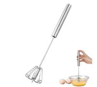 YILANJIN Fouet à œufs en acier inoxydable de 30 cm, fouet semi-automatique pour mélanger, mélangeur manuel professionnel rotatif pour battre, fouetter, mélanger (argent)