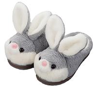 YILANLAN Pantoufles d'animaux mignons de lapin pour femmes Intéressant Confortable Velu Chaussons Mou, tendre Peluche L'hiver Garder au chaud Accueil Chaussons (35/36, Grey slipper, numeric_35)