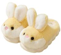 YILANLAN Pantoufles pour femmes Chaussons de lapin animaux Chaussons en coton d'hiver doux et chauds (Yellow, Adulte, Femme, 40, Numérique (intervalle), Système Taille Chaussures EU, 41, Moyen)