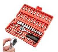 Yilceemy Ensembles De Clés à Cliquet, Kit De ouille, Lot De 46 One Size Coffret De Douilles, Douilles Avec Cliquets, Rallonges Et Embouts Comprend Un etui De Rangement