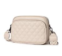 YILCER Sac à bandoulière crème pour femme, sac à main en cuir véritable pour appareil photo, petit sac à bandoulière avec large sangle réglable et amovible (D-Beige), D-beige., 8.3*5.9*3.2in