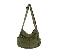 YILCER Sac à bandoulière en toile pour femmes et filles, sac à bandoulière esthétique, sac fourre-tout Hobo pour l'école, les voyages, le quotidien (vert militaire-3), Vert armée-3.