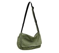 YILCER Sac à bandoulière en toile pour femmes et hommes, grands sacs à bandoulière en toile sac fourre-tout pour l'école, les voyages, le quotidien décontracté, 38CM*24CM*16CM, vert militaire, 38CM