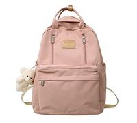 YILCER Sac à dos esthétique Preppy, sacs d'école roses avec épingle Kawaii pour filles, sac à dos mignon léger pour femmes, sac à dos décontracté, rose, 42 cm x 32 cm x 12 cm, rose